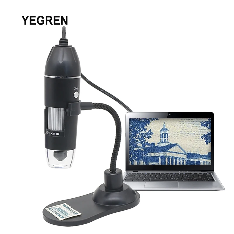 Portable USB Digital Microscope 50-100X Zoom Camera 8 LED Electronic Magnifier w/ Snake Tube Holder Contect PC f/ PCB Inspection