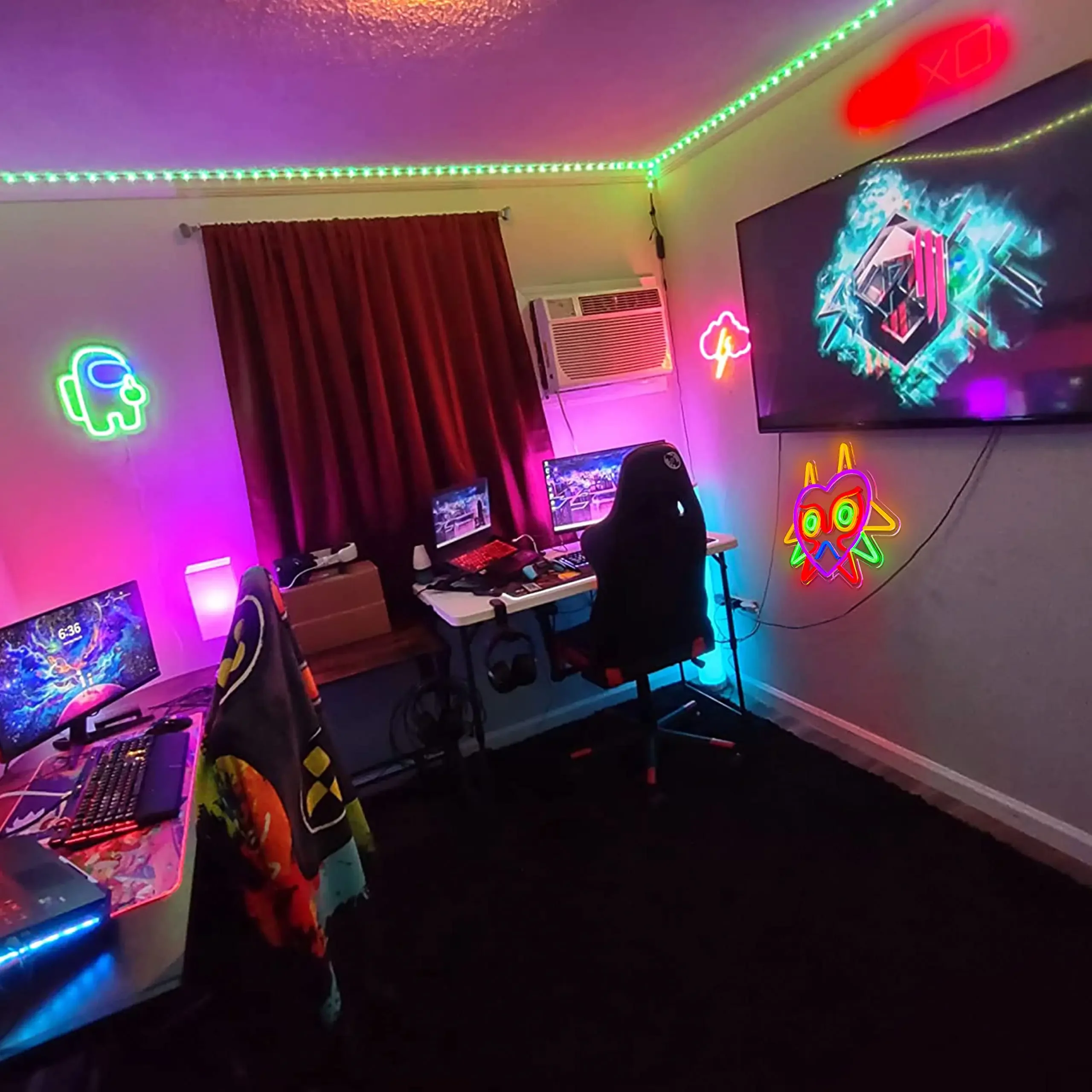 Imagem -05 - Máscara Led de Néon para Decoração do Quarto Presente Gamer Luz de Néon Sinal Gamer Luz Led