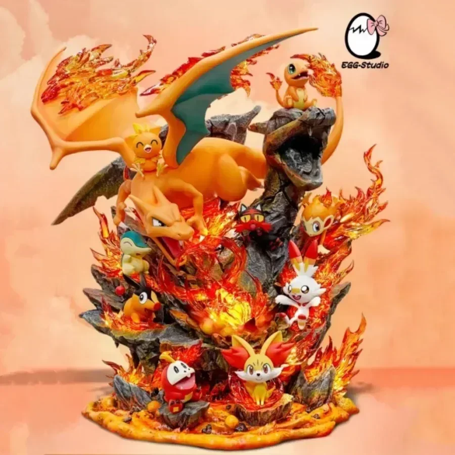 Hot Pokemon Anime Charizard Family Figure Bucket Ocean Blastoise Valley Collectible Action Figurine Statue Dolls Model Ornament