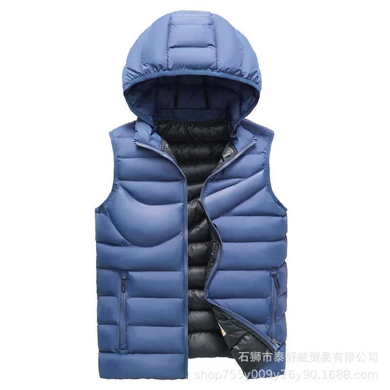 

Fashion Men Jacket Vet Sleevele Cotton Padded Thick Hooded Coat Male Waitcoat Warm Winter E835