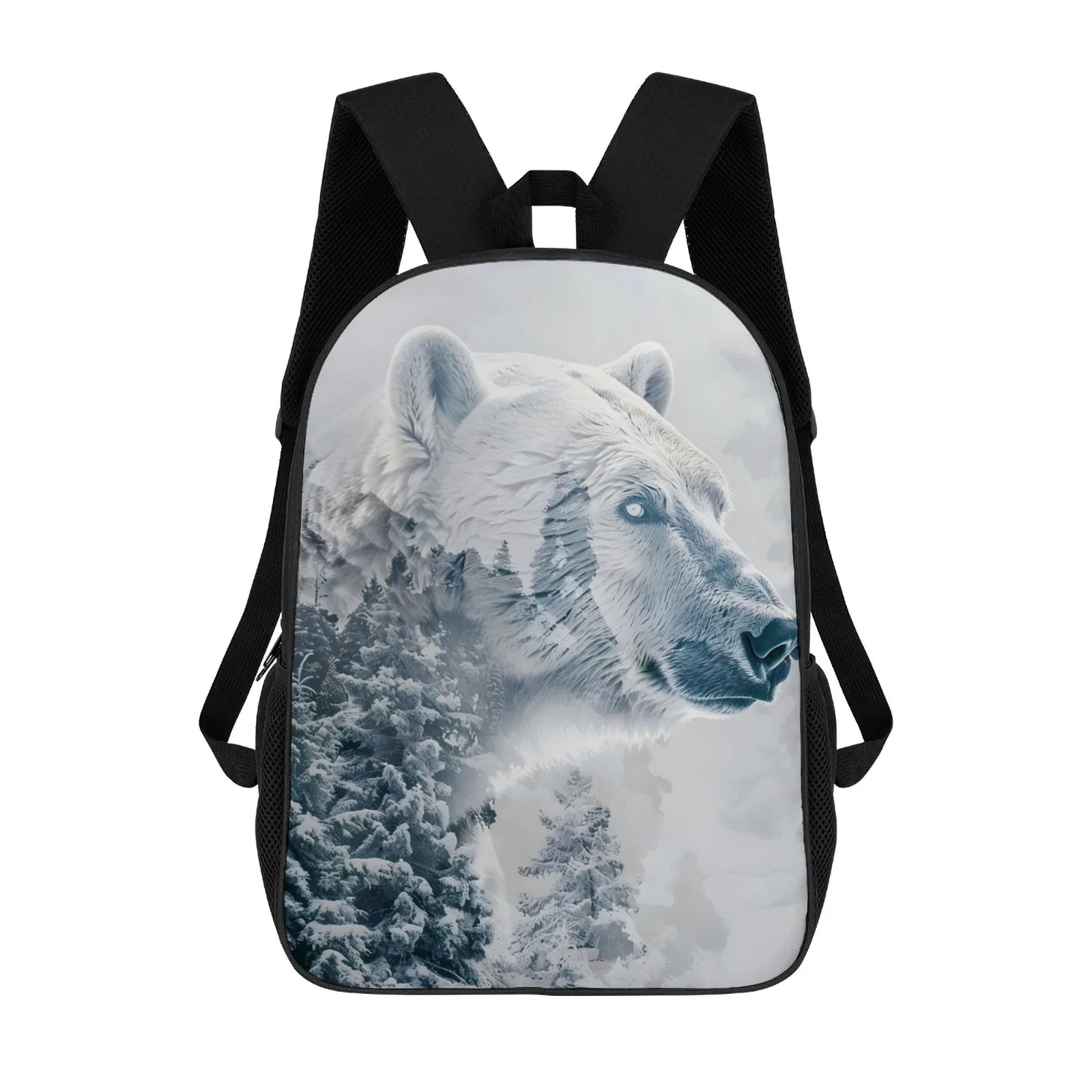 

Majestic Ice Bear Mochilas Printed Zipper Backpack Book Bag Cute School Supplies 17 Inch School Backpack Bag