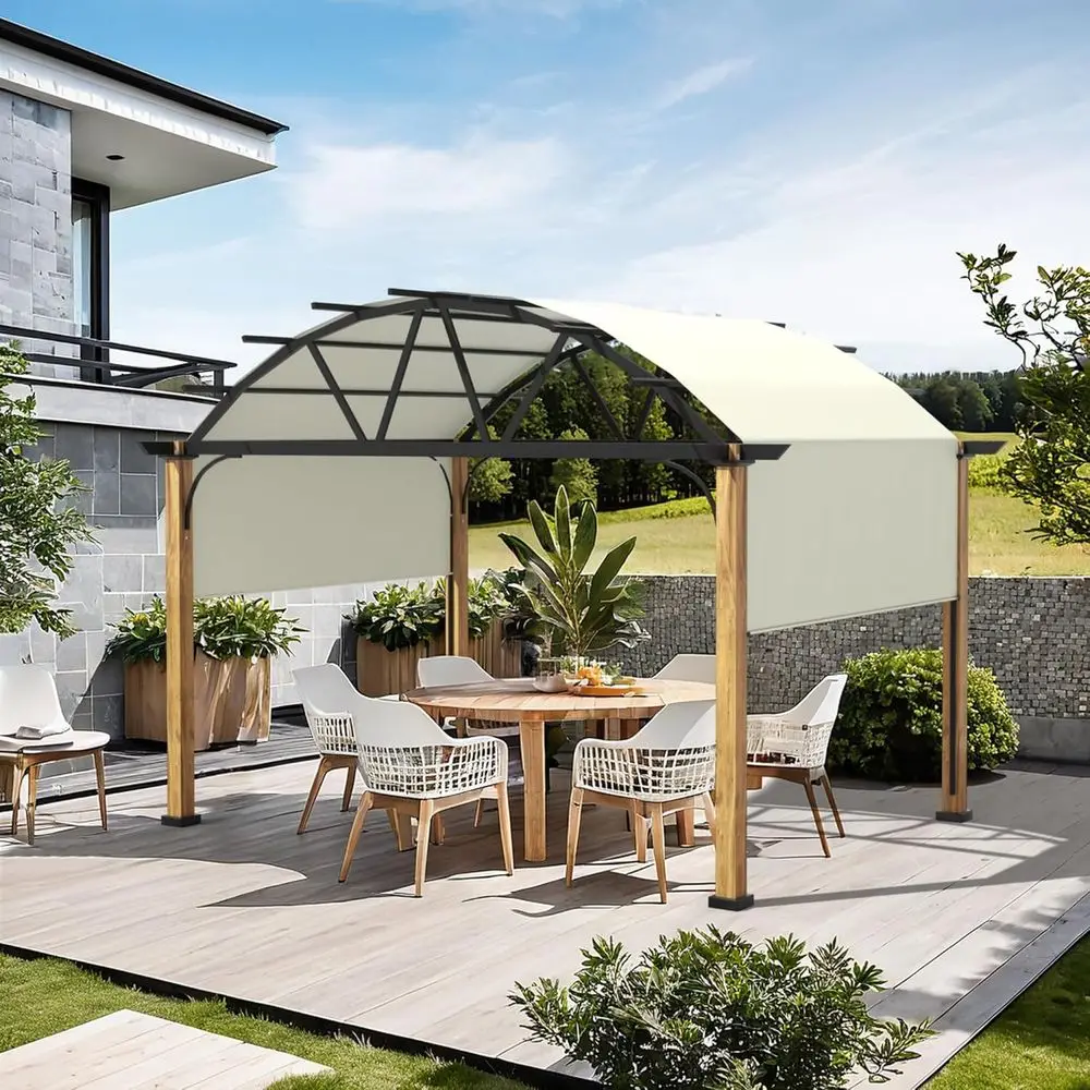 

Уличная пергола 3,66 x 3,66 м с выдвижными колоннами под дерево, современный стиль