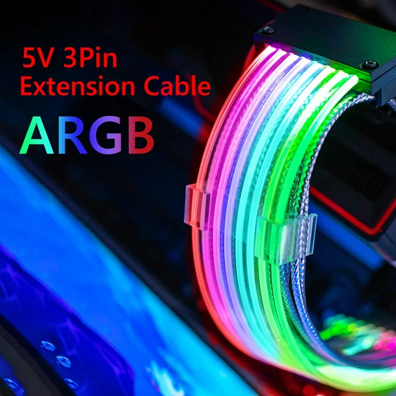 PC Case PSU Extension ARGB Cable ATX pci-e GPU Neon Color Line ARGB Streamer Transfer scheda grafica cavo di alimentazione