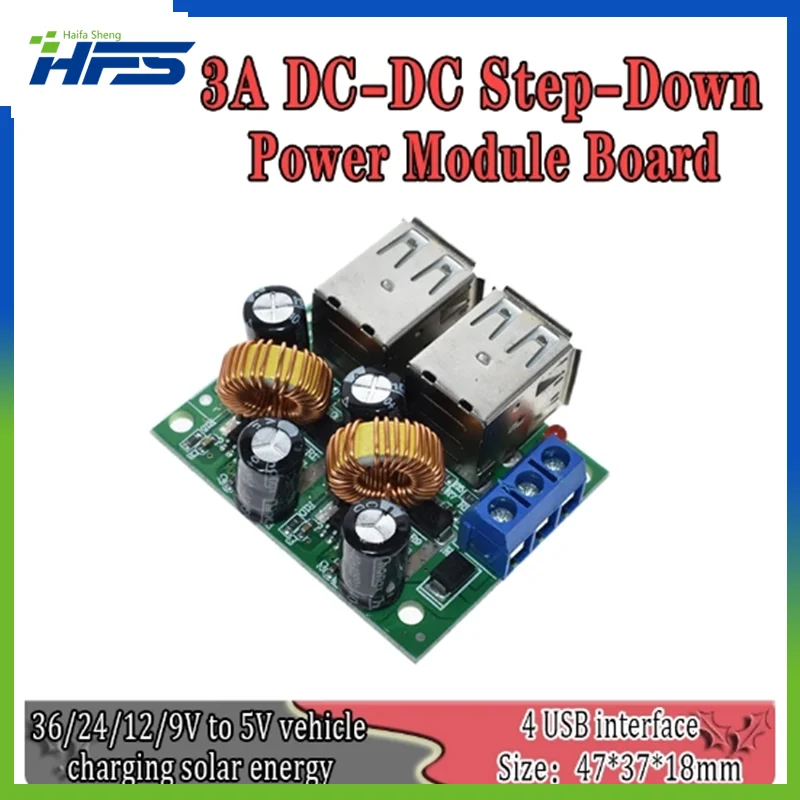 

4-USB Port Step-down Power Supply Converter Board Module DC 12V 24V 40V to 5V 5A For MP3/MP4 Phone Car Equipment