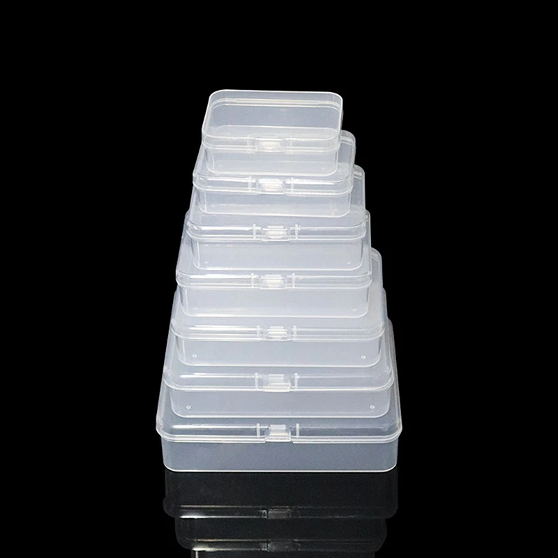 10pcs Rectangular Transparent Plastic Box Jewelry Card Stationery Storage Box Small Item Storage Box