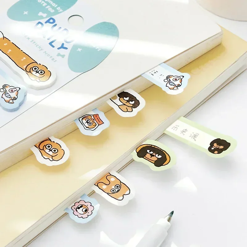 1pcs Index Sticky Notes Korean Line Puppy Cute Decoration Bookmark Classification Note Message Sticker