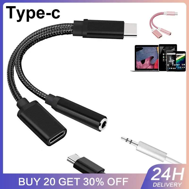 14 Styles USB-C To 3.5 AUX Audio Cable 2 In 1 USB Type C To 3.5mm Jack Audio Splitter USB C Headphone Cable Charging Adapter