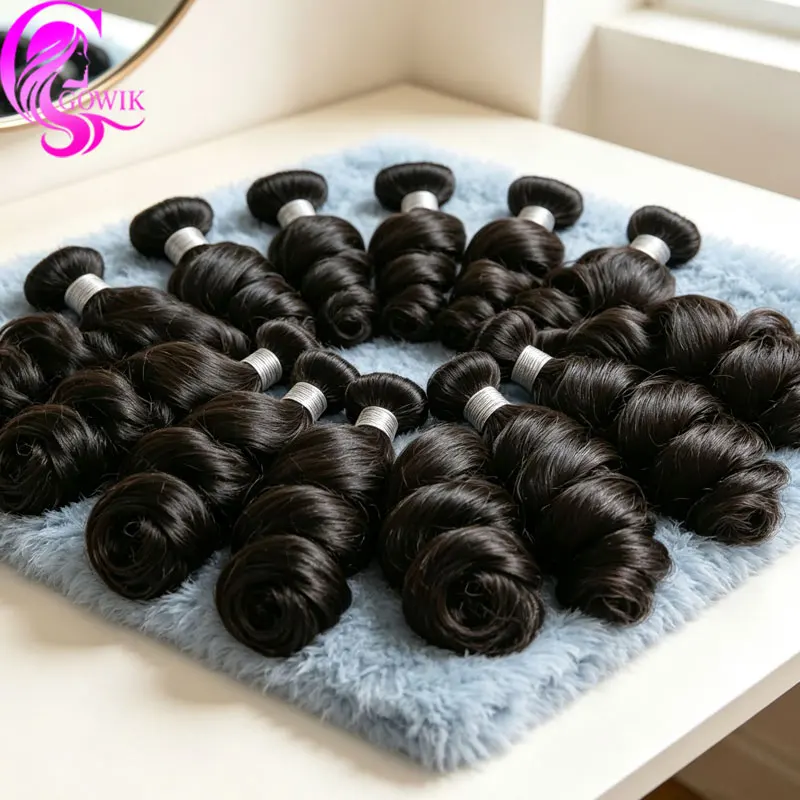 Paquetes de cabello humano GOWIK, ondas body wave sueltas de 30 32 34 34 pulgadas, 100% virgen brasileño sin procesar, 3/4 paquetes, ondas profundas
