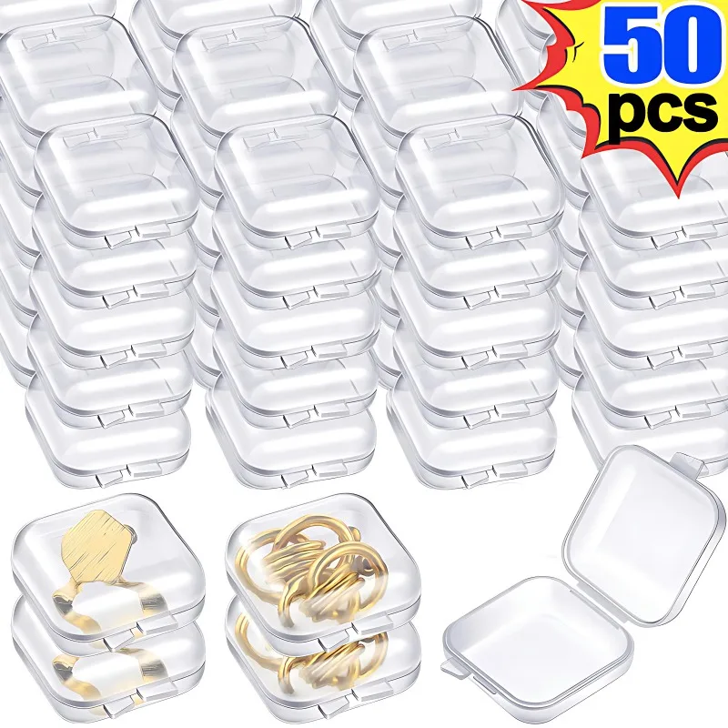 Wholesale mini Storage Box Transparent Plastic Boxes For Earrings Rings Jewelry Storager Case Home Packaging Organizer Container