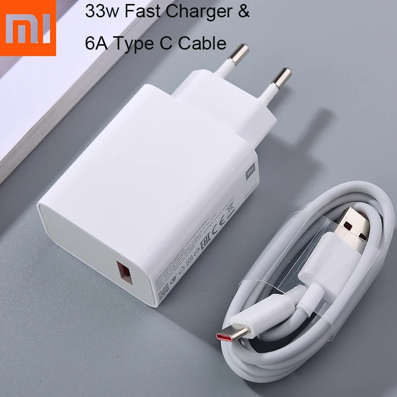 Original Xiaomi 33W Charger EU Fast Turbo Charge Wall Adapter 1M 6A Type C Cable For Mi 10 9 Redmi K50 K40 Pro Note 9 11 Pro Max