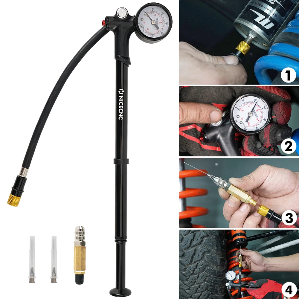 

Universal 300psi Suspension Fork Shock Air Pump Nitrogen Needle Kit for Yamaha Raptor YFZ Banshee Honda TRX Suzuki LTZ ATV UTV