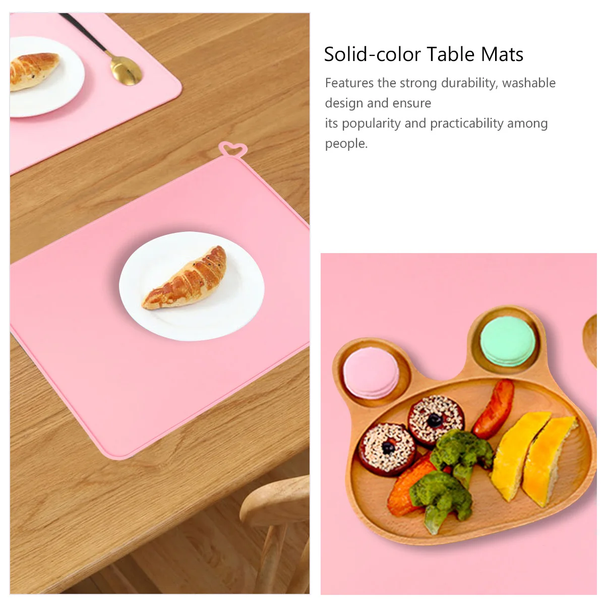 

Silicone Placemat Solid Color Table Mats Washable Waterproof Kids Place Mat Heat Insulation Water Hot Resistance Skid