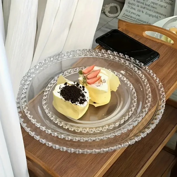 

1pc Transparent Glass Cake Pan With Lid Dust Proof Moisture Proof Cake Display Stand PET Plastic Dessert Cake Display Stand