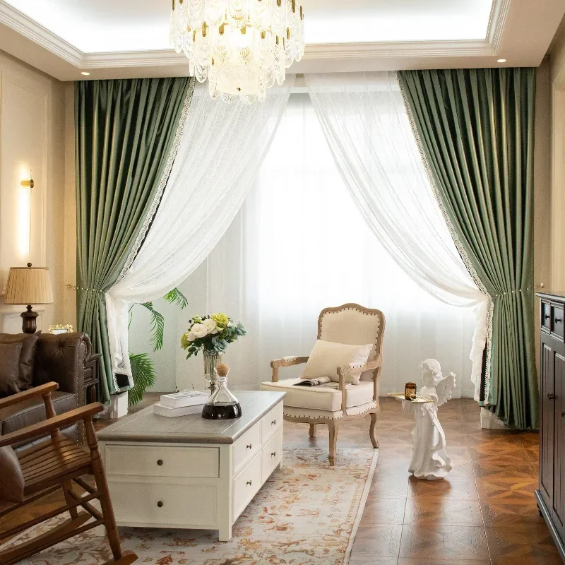 

French Soundproof Sunshade The Bedroom Curtains For Living Room Kitchen Blackout Curtains Customized Cortinas Para La Sala