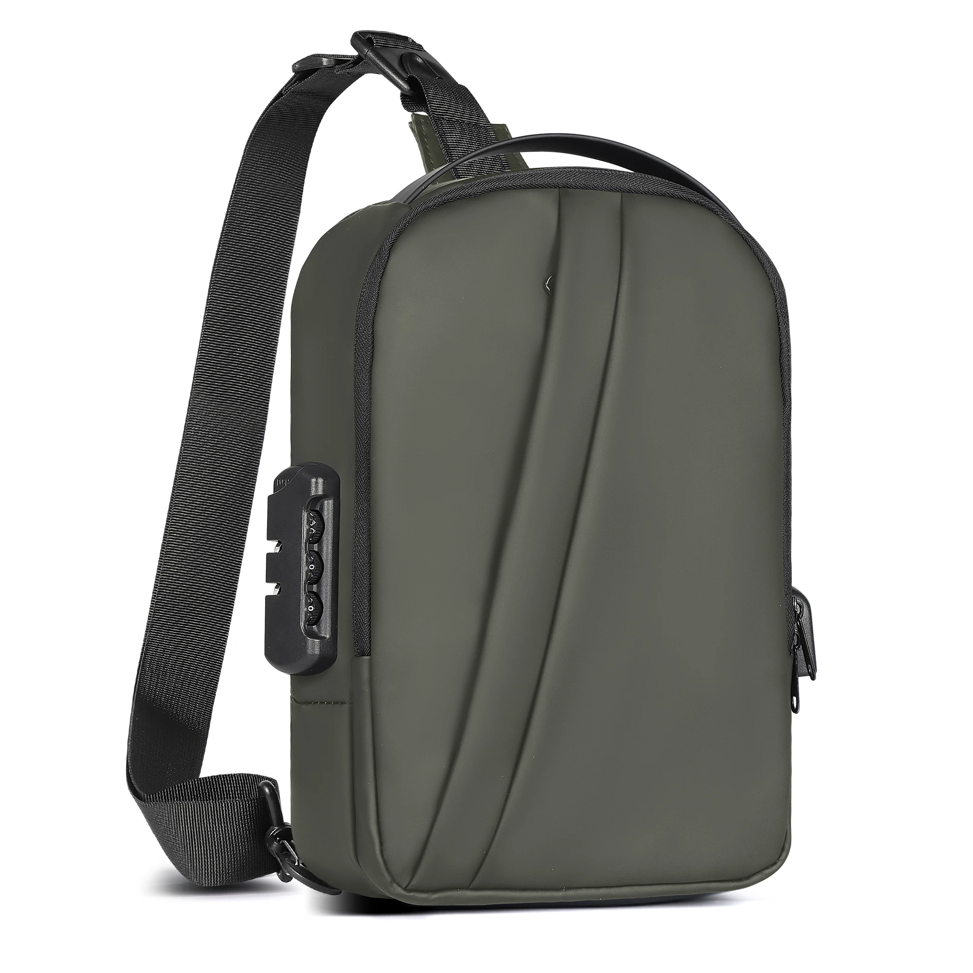 

Anti Theft Sling Bag Men Waterproof Crossbody Chest Bag with USB Charging Port 3 Layer Travel Shoulder Backpack