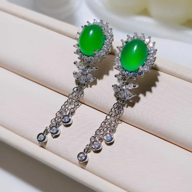 Natural Green Chalcedony Medium and Long Earrings.