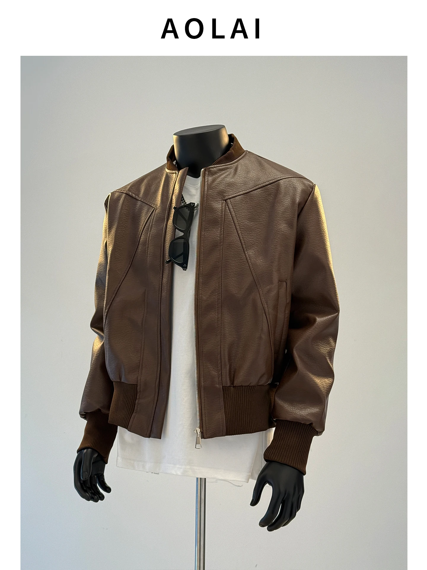 

Мужская свободная посадка, ветрозащитная кожаная куртка с бейсбольным воротником, верхняя одежда для пар, американская молодежная одежда для поездок на работу Thiened Pol...