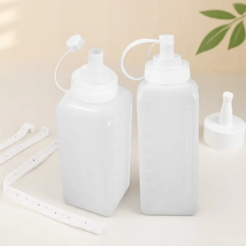 2 Botellas Transparentes de 800 ml para Condimentos, Dispensador de Salsas de Plástico para Ketchup, Mostaza, Mayonesa, Aderezos y Aceite