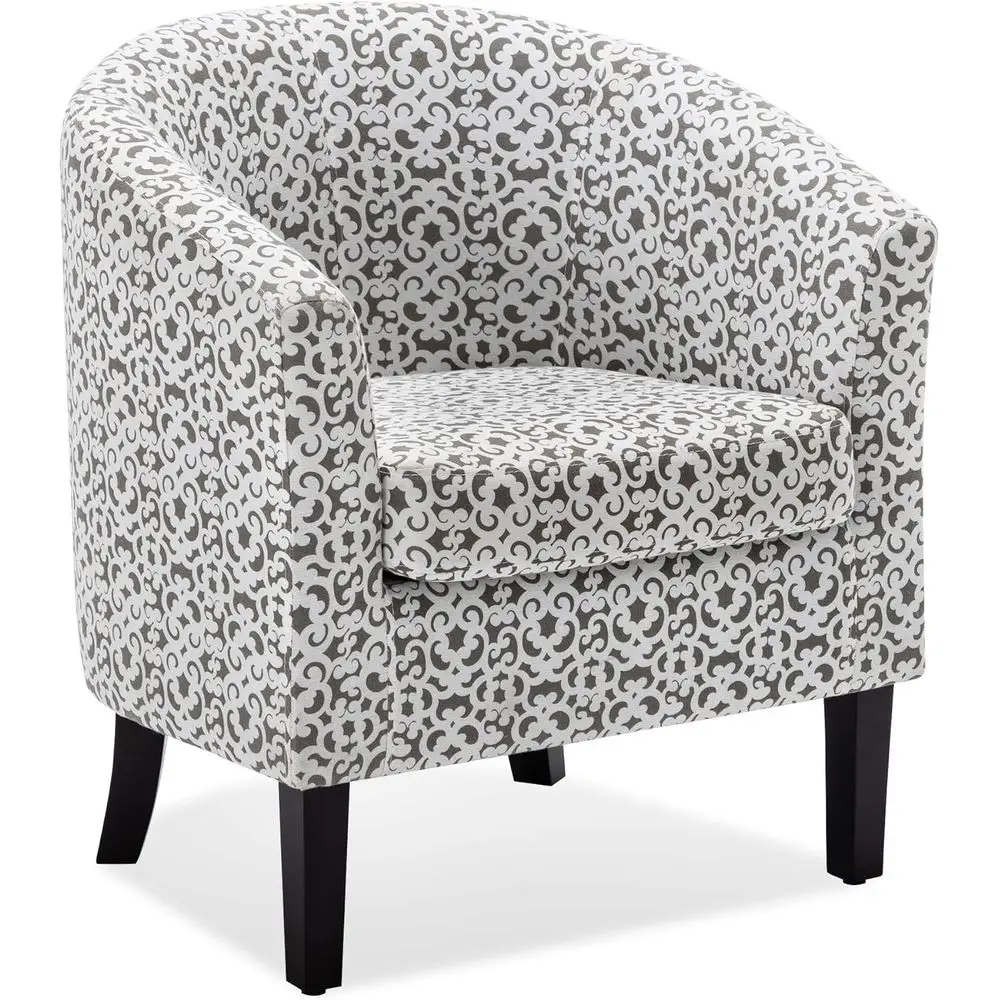 

Barrel Chair, Linen Round Chair Club Tub Sofa Corner Chair with Flared Legs and Cozy Soft Padding for Living Room Bedroom Waitin