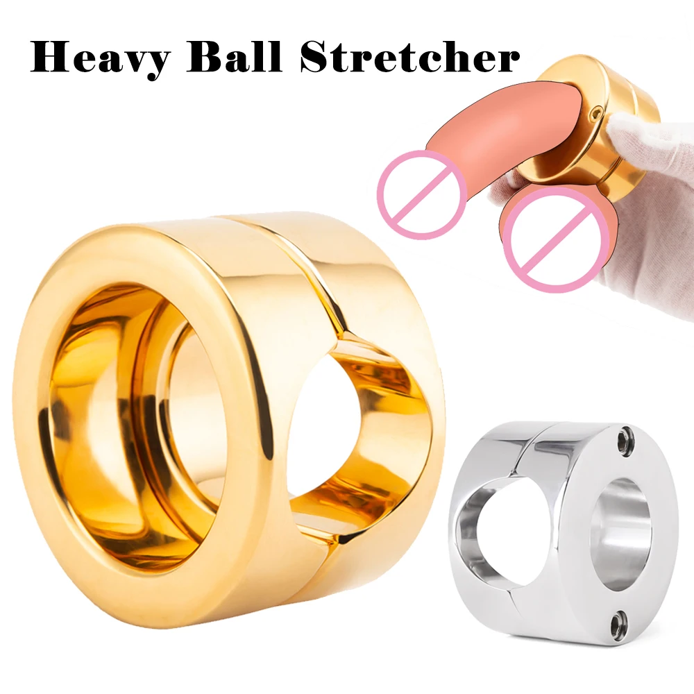 Silver/Gold Heavy Ball Stretcher Metals Scrotum Testicle Stretching CBT Sex Toy For Men Cockring Male Chastity Device Sex Shop