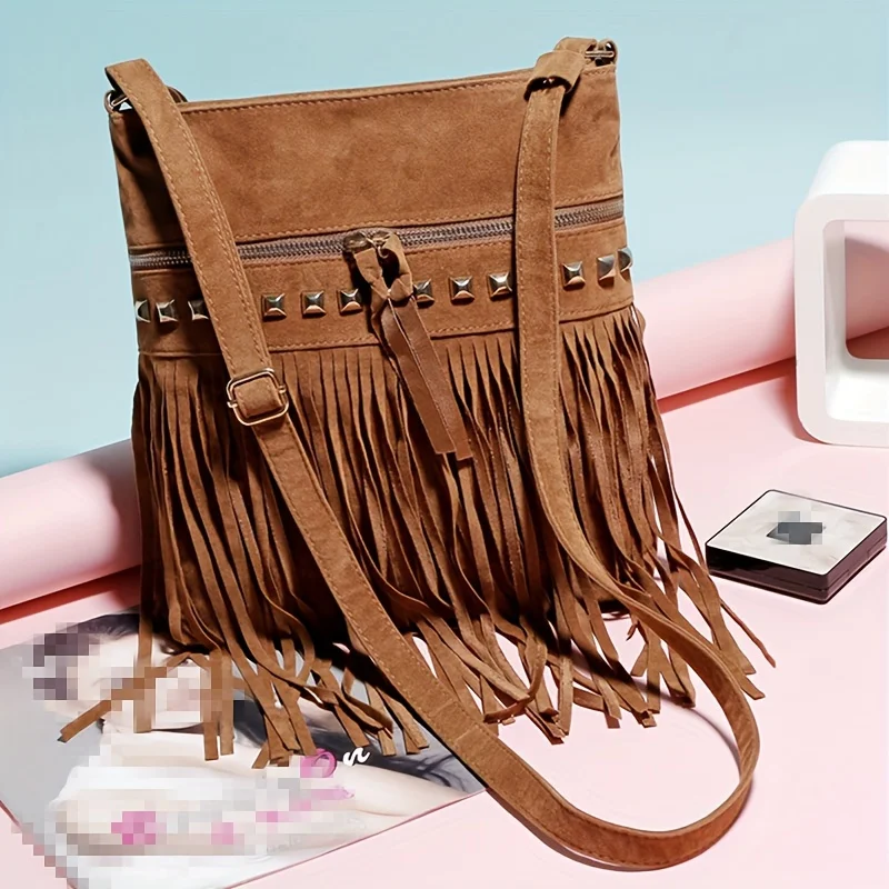 Autumn and winter new crossbody bag for women fashionable Europe and the United States fashion velvet willow nail fringe bag all