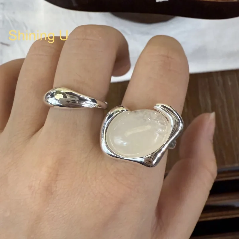 

Блестящее U овальное открытое кольцо из смолы для женщин, модные ювелирные изделия Cleanfit, 2 шт.