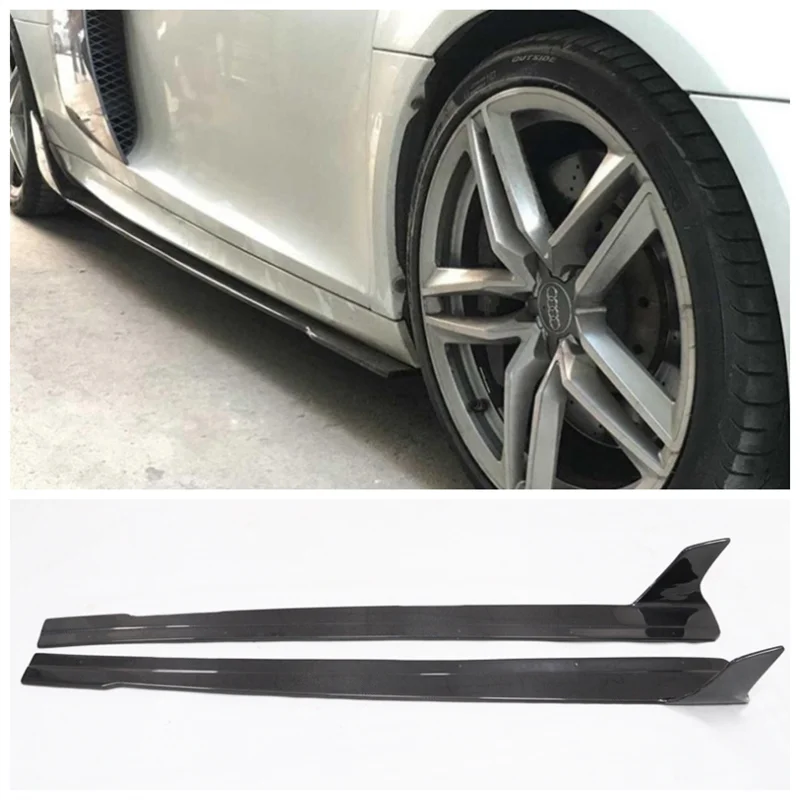 

High Quality 2Pcs/1Set Carbon Fiber Side Skirts Protector Cover Fits For Audi R8 V8 V10 2010 2011 2012 2013 2014 2015 2016