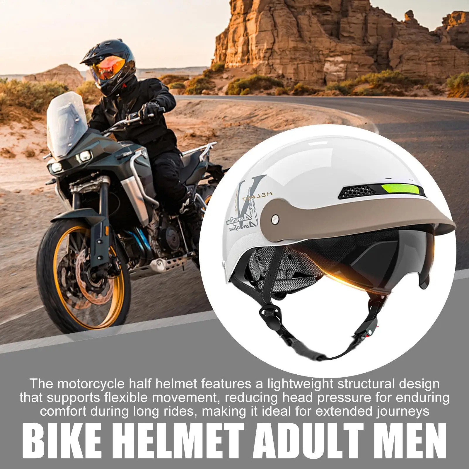 Half Face Helmet Open Helmet With Sun Visor Quick Release Head Protector For Women Men Cycling Skateboard Motorcycle Mountain