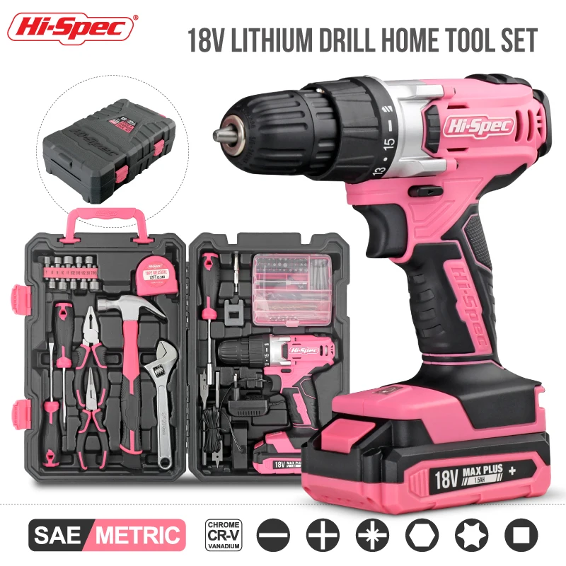 

Наборы электроинструментов LITHIUM DRILL Hi-Spec 18 В с быстрым зарядным устройством — высокоэффективный беспроводной набор инструментов для механиков, строительных работ