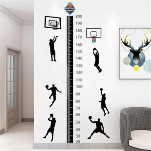 Stiker Tinggi Bola Basket untuk Dekorasi Kamar Anak Laki-laki Kamar Tidur Anak-anak Penggaris Pengukur Tinggi Olahraga Stiker Dinding Berperekat Olahraga 12 dekorasi ruang bola basket penjualan terbaik - №
