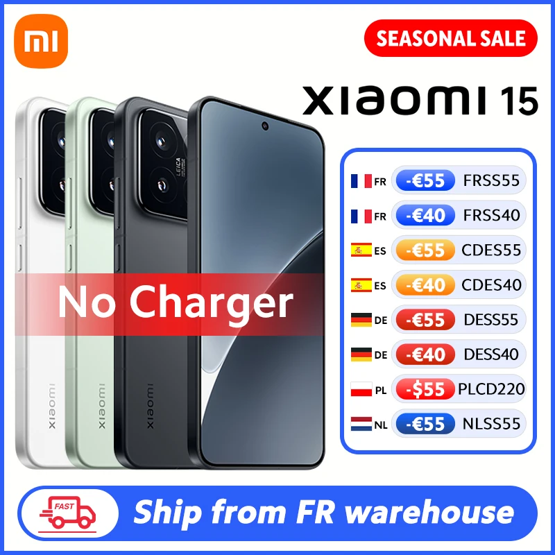 FR Warehouse Xiaomi 15 Smartphone Versión Global 12GB RAM 256GB/512GB ROM 6.36" AMOLED 120Hz Snapdragon ®   8 cámaras Elite Leica