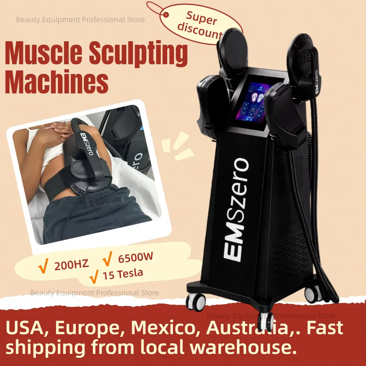 

RF EMS Body Sculpting EMSzero Machine 6500W Sculpt Muscle Stimulation Abdominal Lift Hips Pad Fat Slimming Weight Loss Equipment