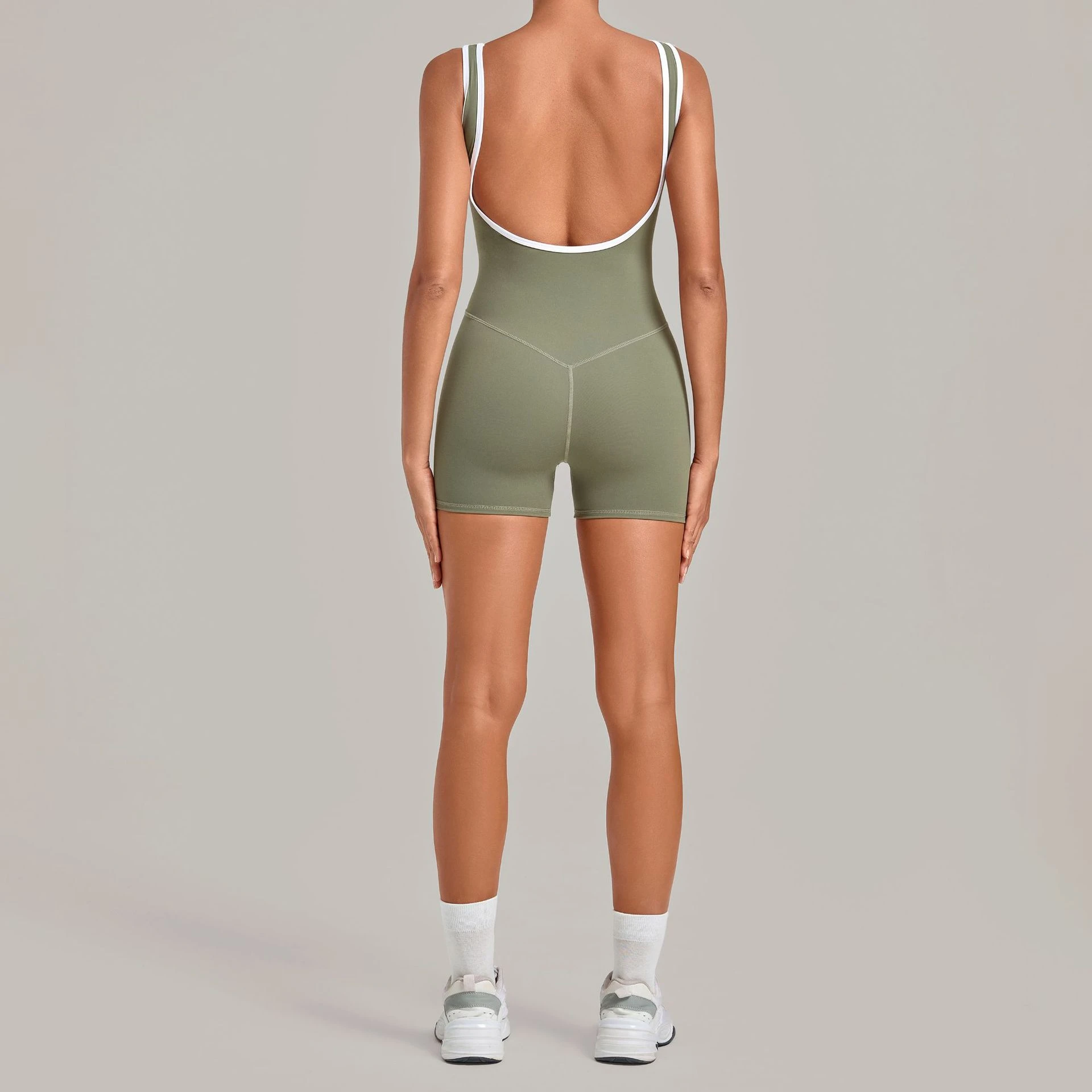 Summer Contrast Color One-Piece Sport Jumpsuit Running Bodysuit Workout Rompers Women Quick Dry Sportswear Gym Fitness Yoga Suit