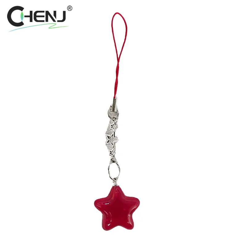 1pcs Five-Pointed Star Phone Chain Beads Tassel Pentagram Car Keyring Y2K Colorful Pendant Earring Necklace Accessories