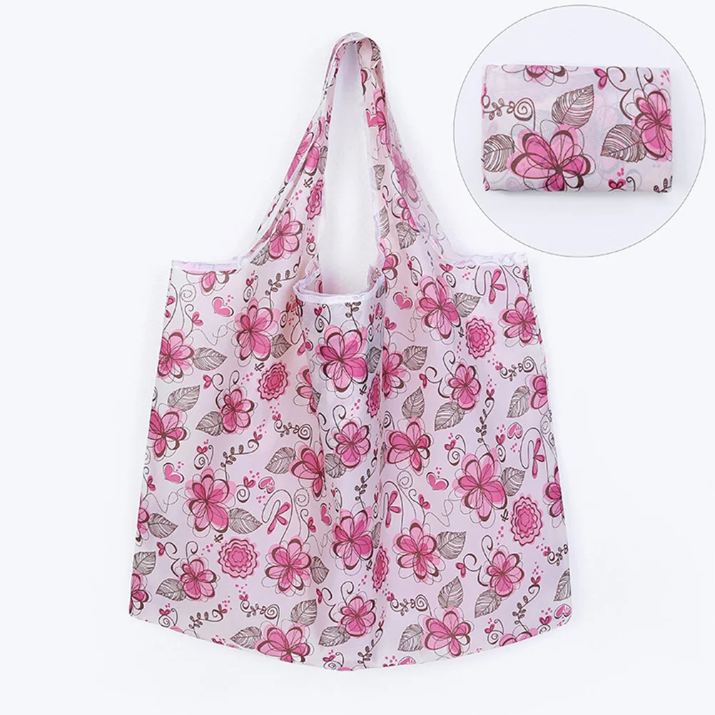 

1 Pc Eco-friendly Bag Polyester 2-in-1 Foldable Shopping Bag Resuable & Machine Washable Shoulder Storage Bag - White Background