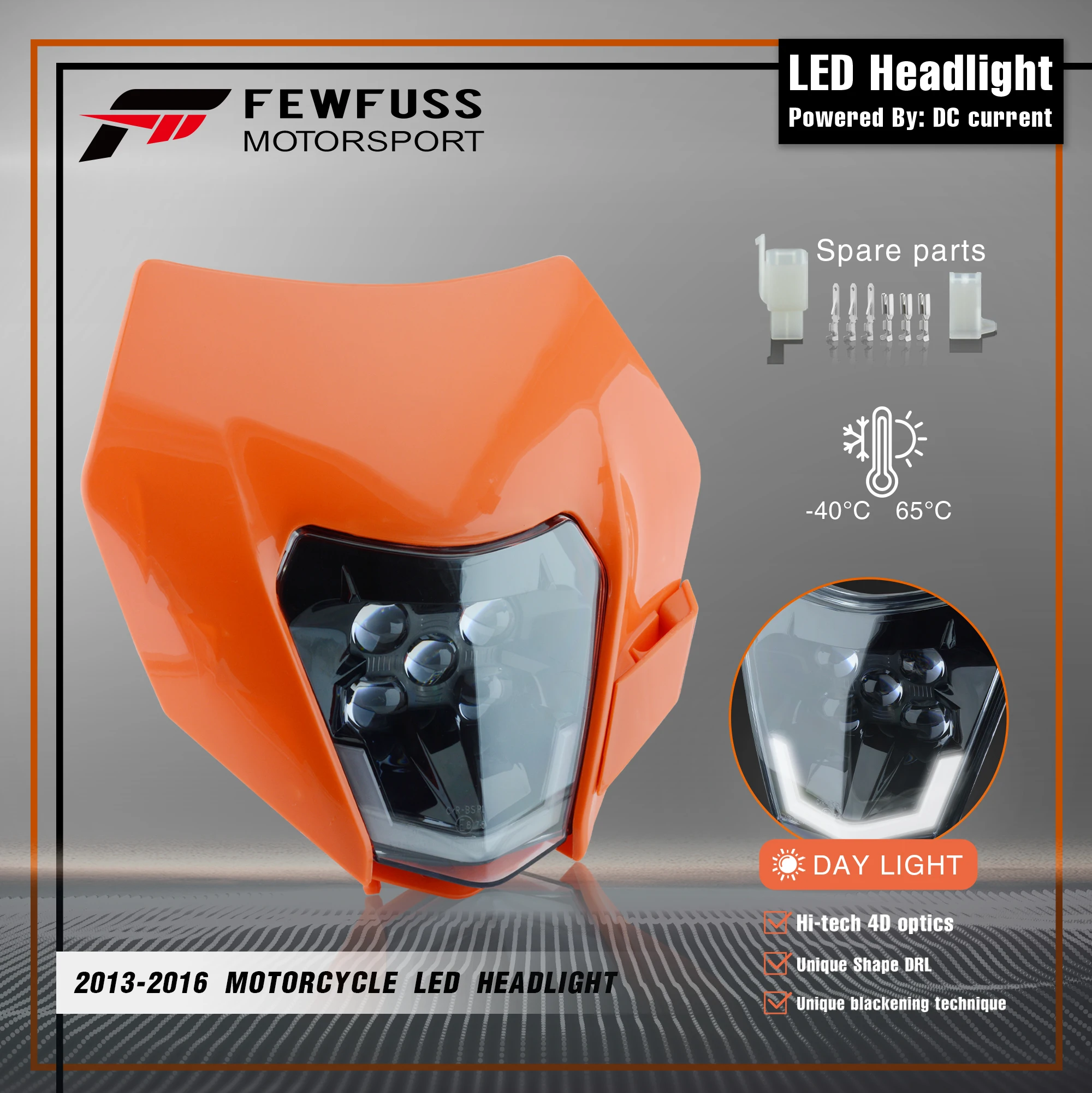 FEWFUSS Motorcycle Headlight Headlamp Head Light Supermoto Fairing For KTM EXC SXF MX Dirt Bike Enduro Headlight 02