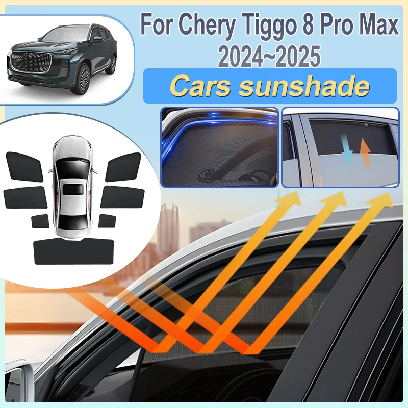 

For Chery Tiggo 8 Pro Accesorios 2024 2025 Car Side Window Mesh Sun Visor Covers Front Rear Windshield Sunshade Auto Accessories