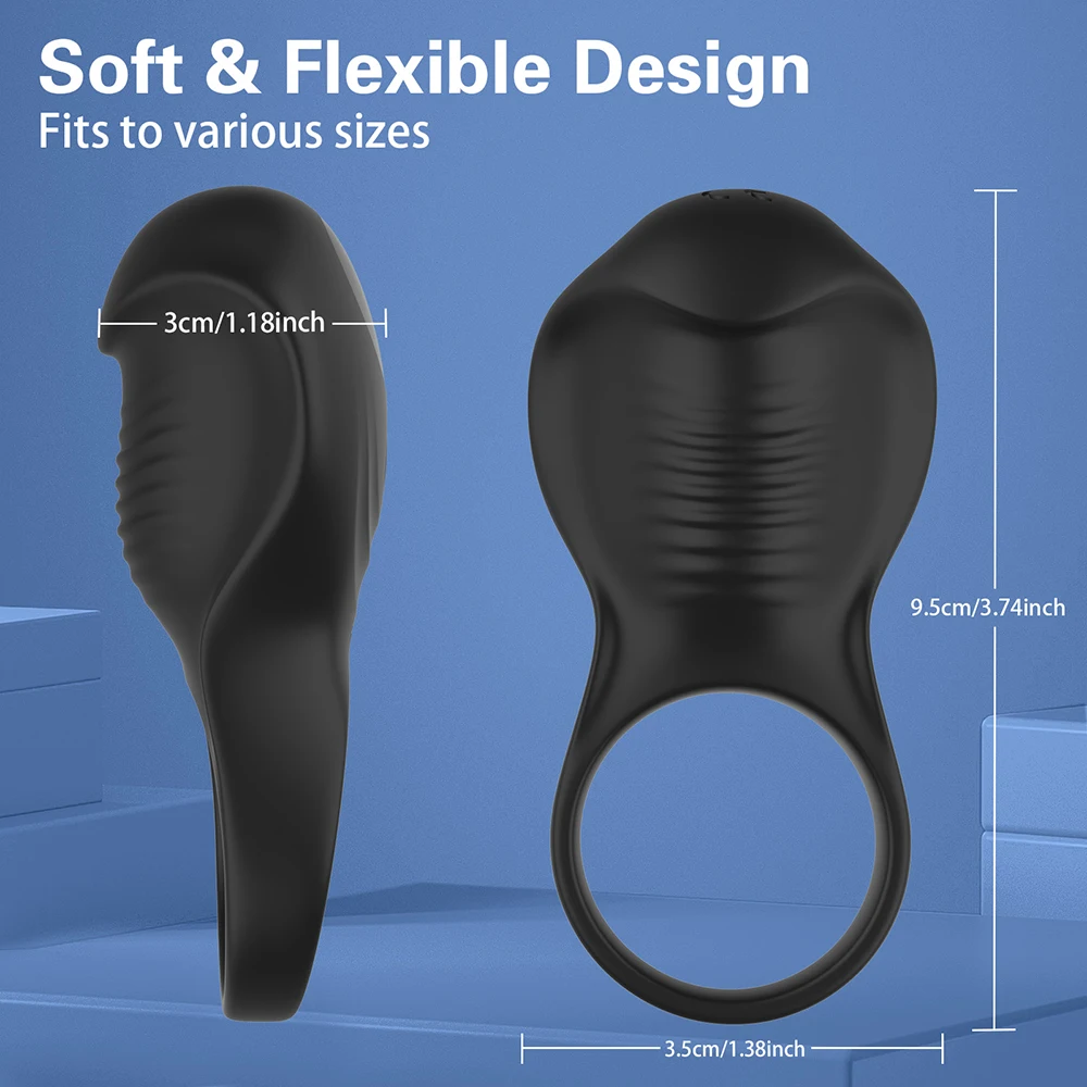 Remote Control Vibrating Cock Ring Ejaculation Delay Penis Ring with Tongue Licking Clit Stimulator Adult Sex Toy for Couples view 4