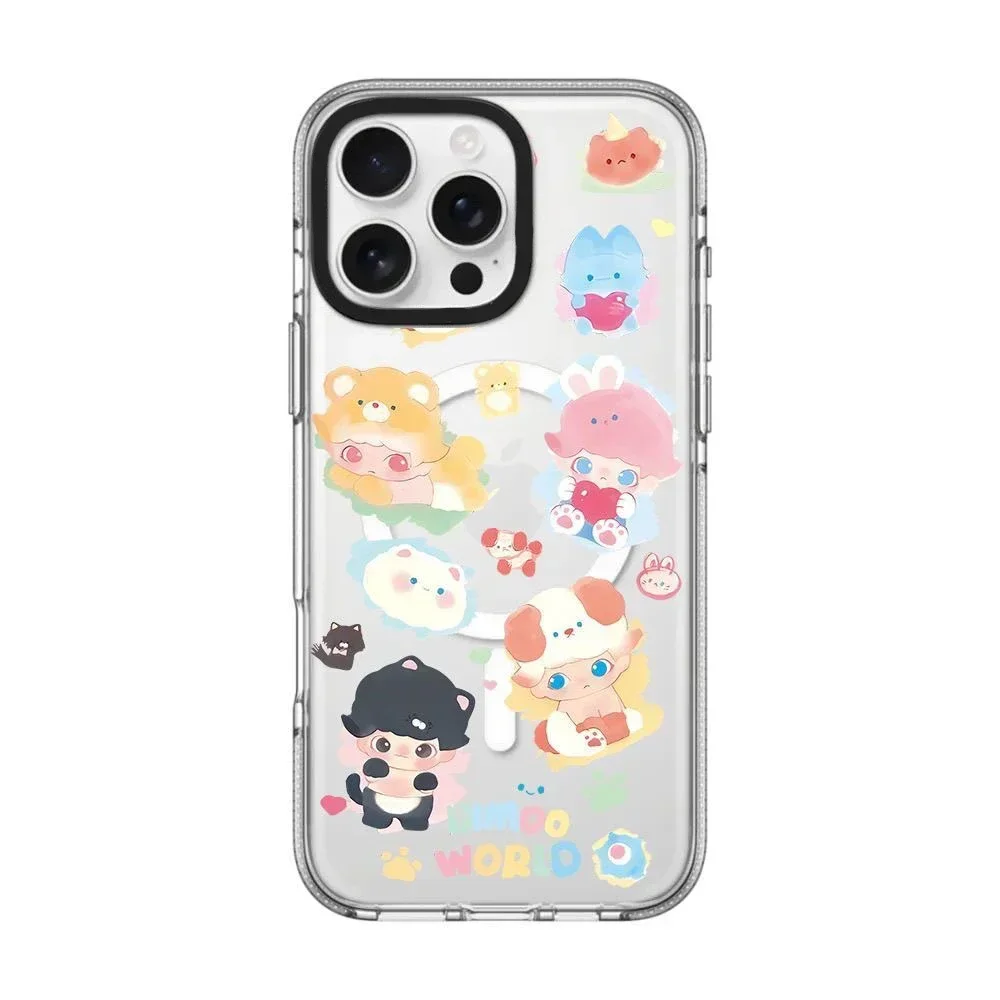 

Cartoon Doll Cloud Transparent Border Magnetic iPhone 13 15 14 16 Pro Max Protective Case, Fits iPhone 16 Pro Max