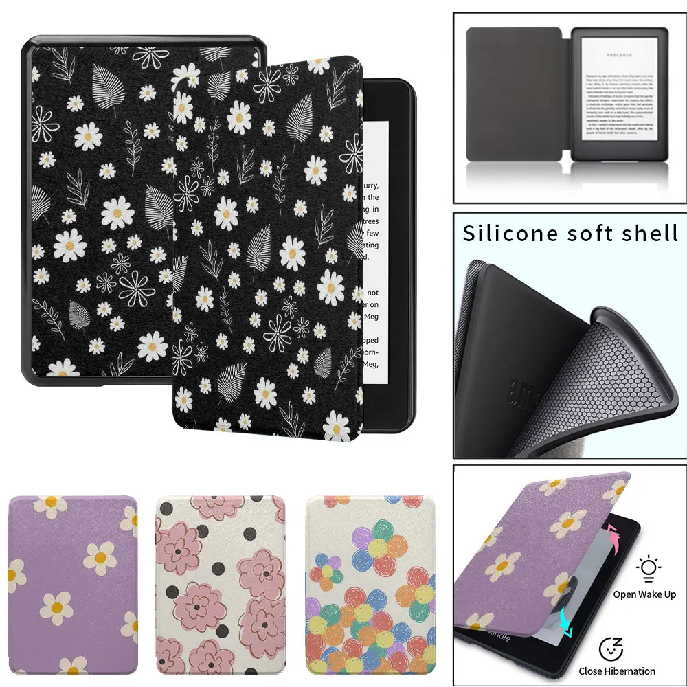 

kindle case full screen flower images paperwhite3th 4th 5th Silicone soft shell funda 2021 11th 8th generation