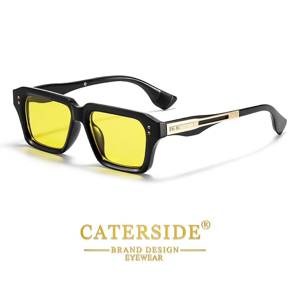 CATERSIDE Retro Quadratische Metall-Sonnenbrille für Männer, Modische Damen-Sonnenbrille, Outdoor-Reise-Fahrbrille, Dekorative Brille, UV400 – Detail 12