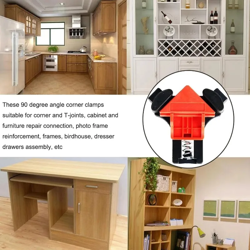Профессиональные 90-градусные пружинные зажимы, быстроразъемные угловые зажимы для деревообработки для изготовления шкафов, обрамление столярных проектов