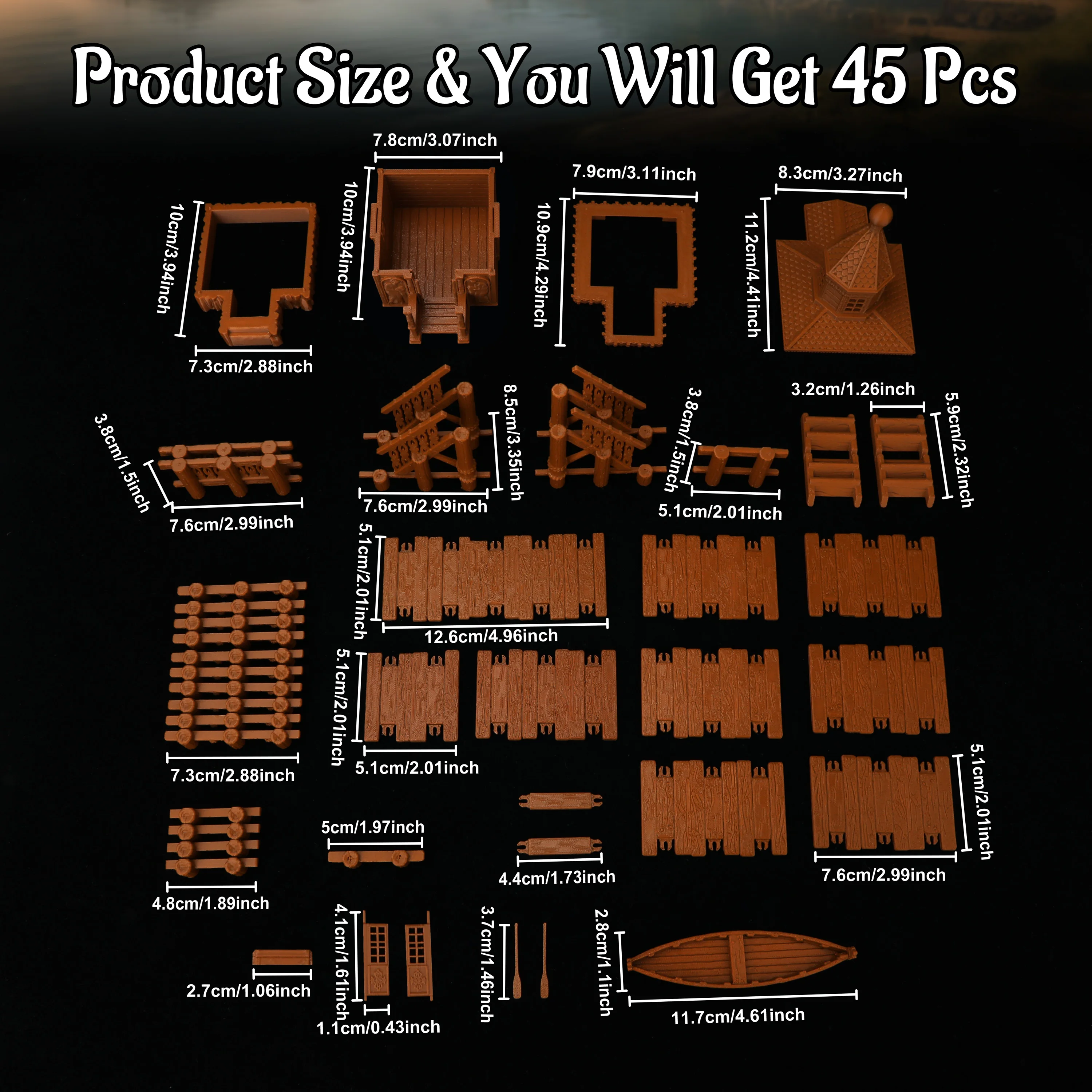 Fantasy Waterborne Building Terrain Set - Dock House, Boats & Bridges, Perfect Tabletop Accessory & Collectible Gift for Gamers