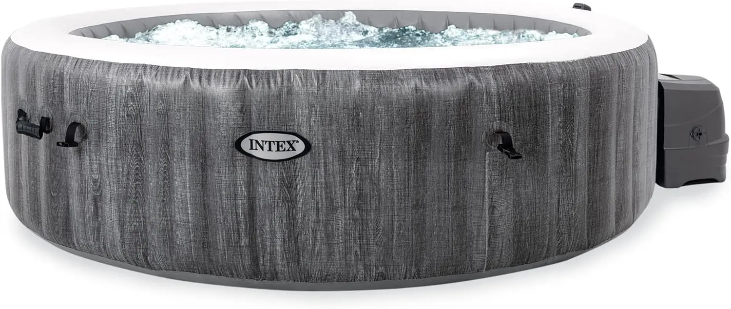 INTEX 28441EP PureSpa Greywood Deluxe Spa Set: Includes Energy Efficient Spa Cover – Spa Control App – Wireless Control Panel