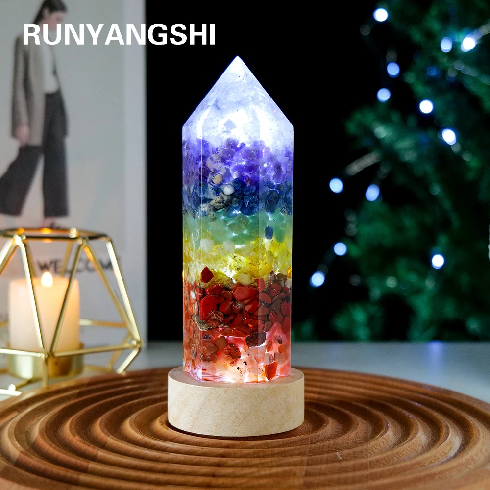 Natural Crystal Chips DIY Aogen Chakra Crystal Point Healing Gem Crystal Lamp Rose Quartz Energy  Decoration Light