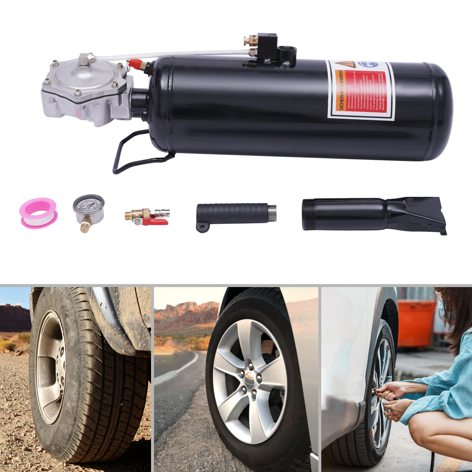 

8L Handheld Tire Bead Seater Air Blaster Tool Trigger Seating Inflator Steel for Rechargeable Car Motorcycle Tire Inflator