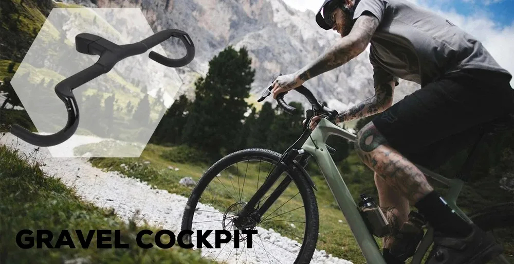 Syncros Gravel Lenker Creston IC SL X mit vollständiger interner Kabelführung, Rennradlenker T1000 Carbon, integriertes Gravel-Cockpit Di2 – Detail 1