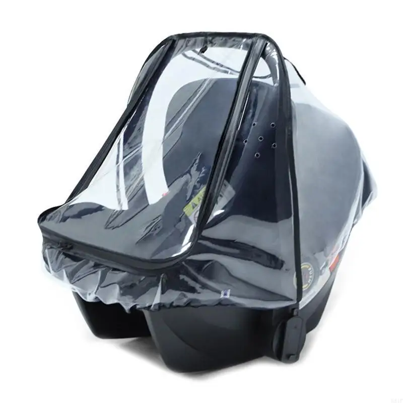 581F Baby Car for Seat Rain Cover EVA Stroller Weather Shield Waterproof Windproof Breathable Clear Raincoat for