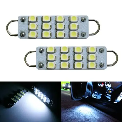 أبيض 43 مم 211-2 212-2 214-2 578 12-SMD-3528 لمبات إضاءة LED للباب DC 12V