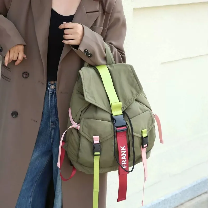 2026 New Style, Same Style as Fairy Sister, Fashionable and Versatile, Trendy South Korean Double Shoulder Silk Travel Backpack